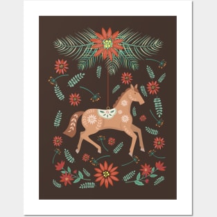 Folk Art Christmas Horse Ornament Posters and Art